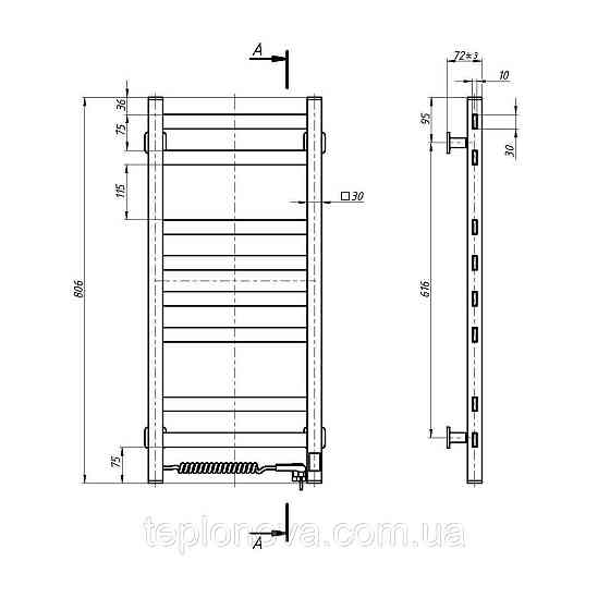 Полотенцесушитель Авангард 360х800 Sensor левый с таймером, белый Черновцы