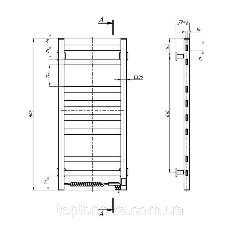 Полотенцесушитель Авангард 360х800 Sensor левый с таймером, белый Черновцы - изображение 5