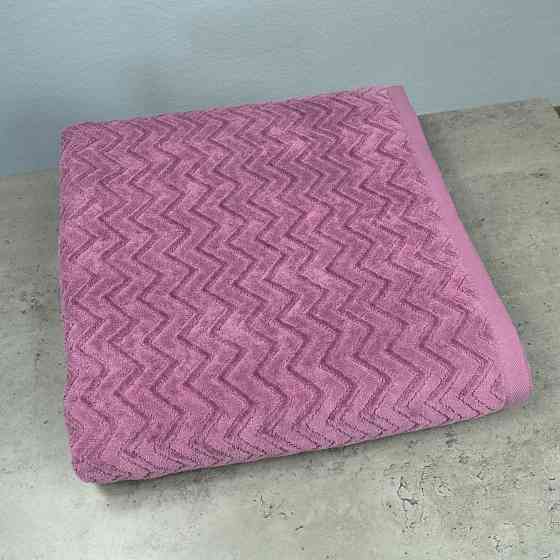 Набор махровых полотенец Жаккардовых с велюром 2шт GM Textile 50x90см, 70x140см 550г/м2 (Фиолетовый) Сумы