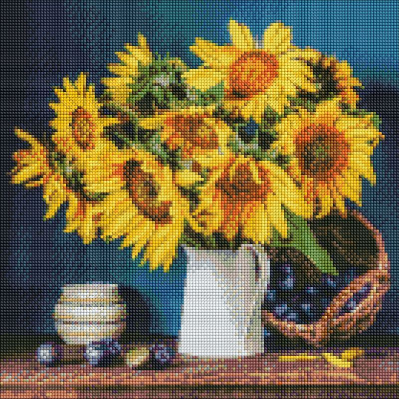Алмазна мозаїка "Яскраві соняшники" Ідейка AMO7417 40х40 см Вінниця - фото 1