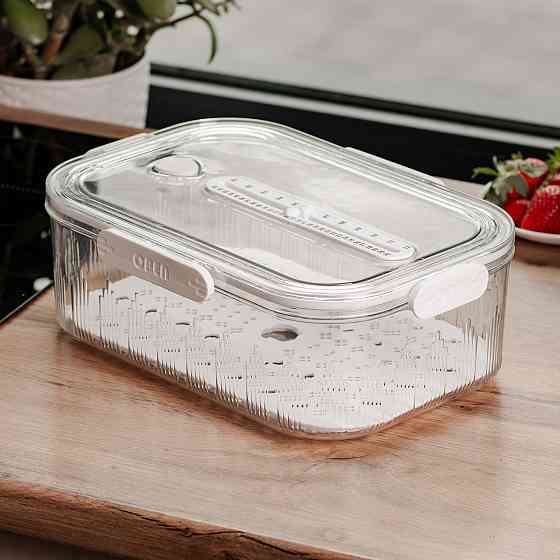 Контейнер для еды пластиковый 32.5х22.5х11 см пищевой контейнер с индикатором даты 4.2 л Белый HP-27-2 Киев