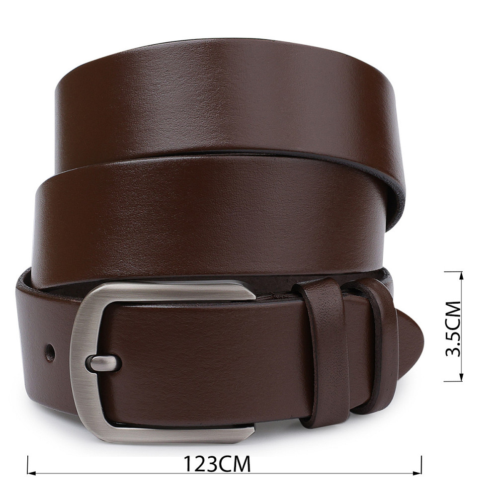 Кожаный мужской гладкий ремень Vintage 20726 Коричневый Киев - изображение 4