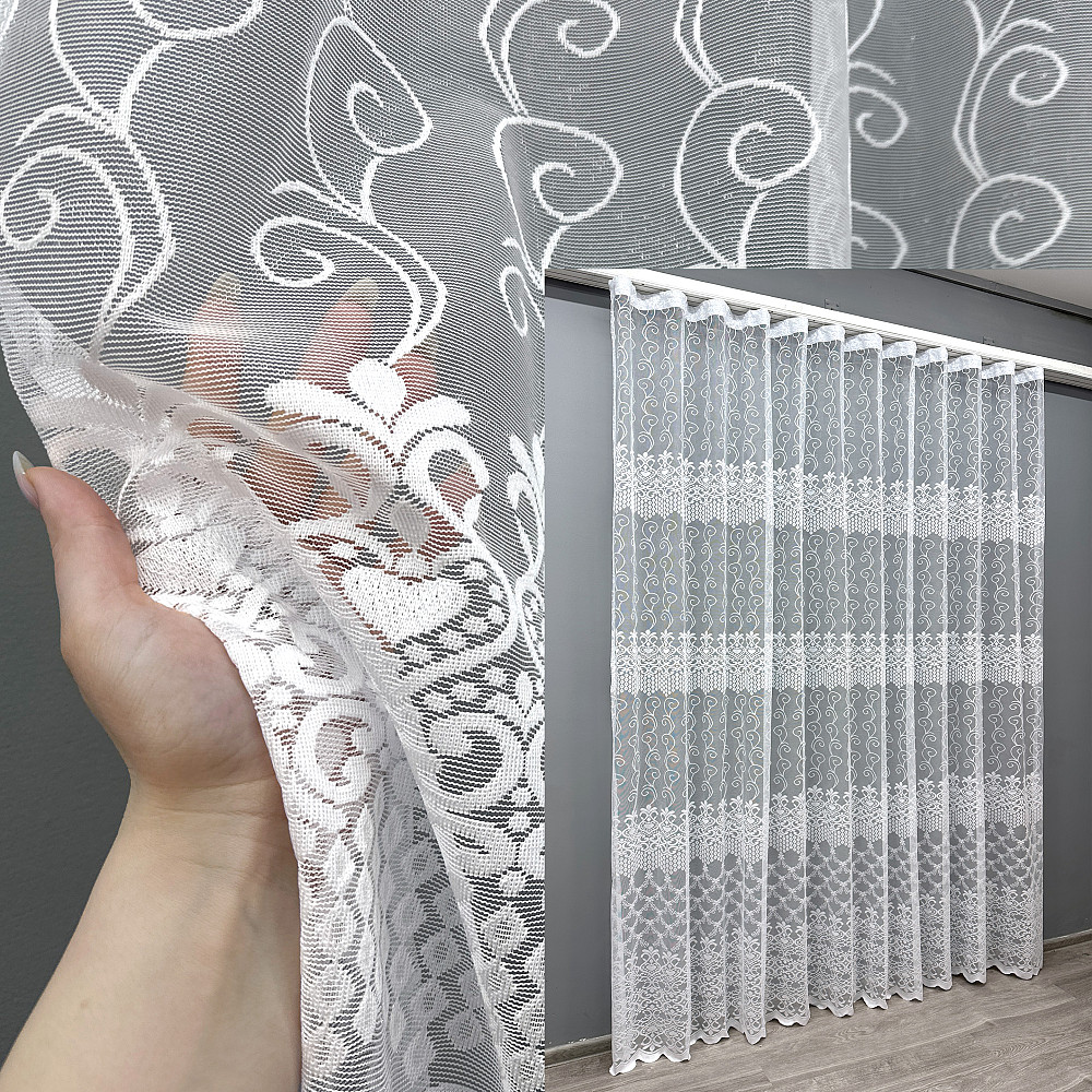 Тюль жакард, колір білий 1610т Київ - фото 1