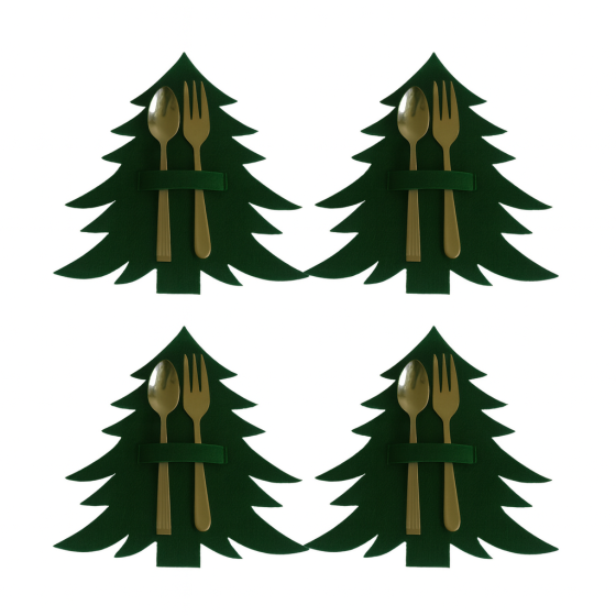 Новогодние конверты для столовых приборов Елочки 4 штуки 20 на 20 см зеленый Киев