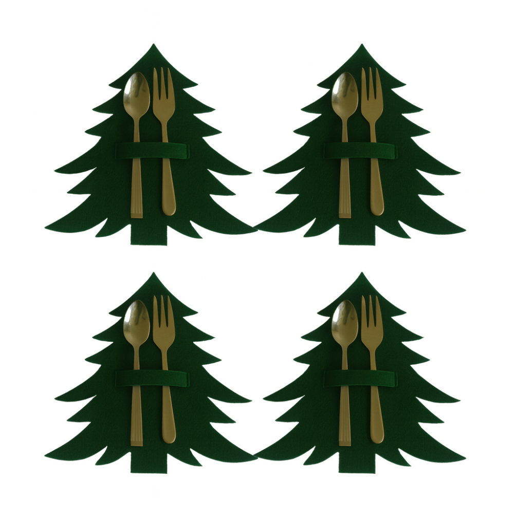 Новогодние конверты для столовых приборов Елочки 4 штуки 20 на 20 см зеленый Киев - изображение 6
