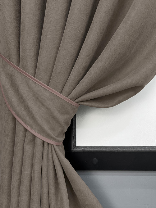 Комплект коротких штор VR-Textil Микровелюр Petek YL № 1707ш Какао 140х170 см 2 шт (35-0436) Киев - изображение 4