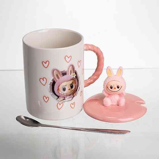 Yiwu Кубок порцелянова з кришкою і ложкою Labubu 400 (мл) подарункова кружка прикольна чашка дл Коломия
