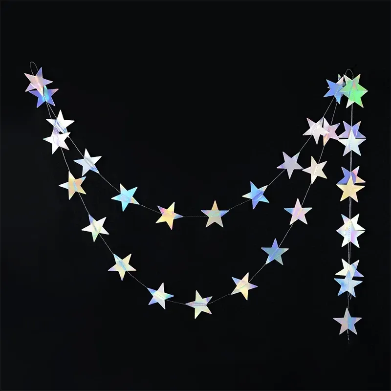 Гірлянда із зірочок 4 м на 6 см сріблясто-перламутровий Київ - фото 6