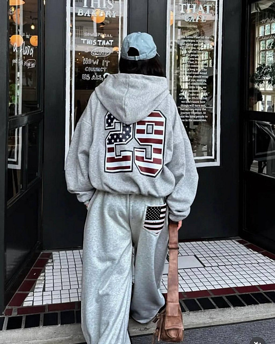 Жіночий теплий оверсайз костюм двійка з накатом трьохнитка на флісі Одеса - фото 4