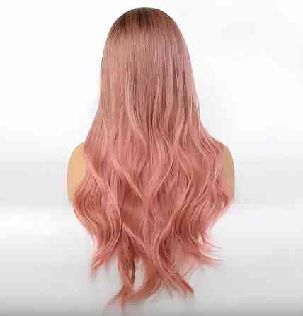 Длинный парик RESTEQ 70 см — черно-розовый градиент, волнистые синтетические волосы без челки для косплея, аниме, фотосессий Киев