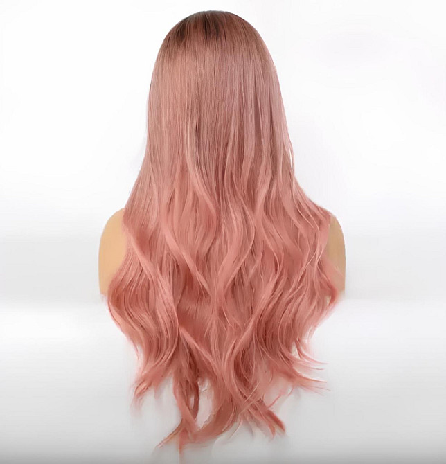 Длинный парик RESTEQ 70 см — черно-розовый градиент, волнистые синтетические волосы без челки для косплея, аниме, фотосессий Киев - изображение 4