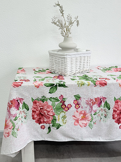 Ecotton Скатертина Ecotton 150х240 см бавовняна з рогожки рожева 29033/2 Літній букет Коломыя - изображение 8