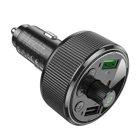 АЗП з FM-модулятором HOCO E82 Guerrero PD30W+QC3.0 car BT FM transmitter Black Одеса