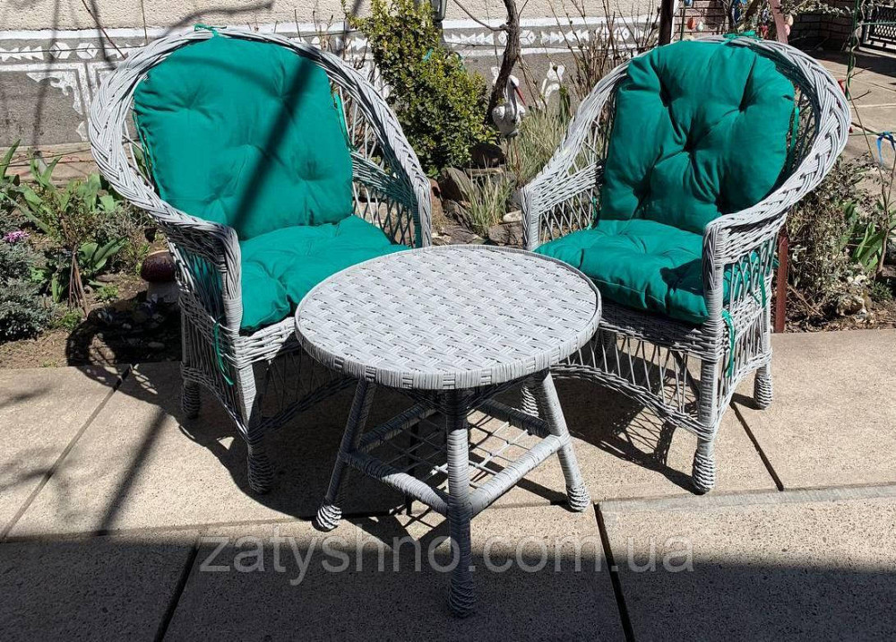 Серая плетеная мебель из лозы с накидками Киев - изображение 5