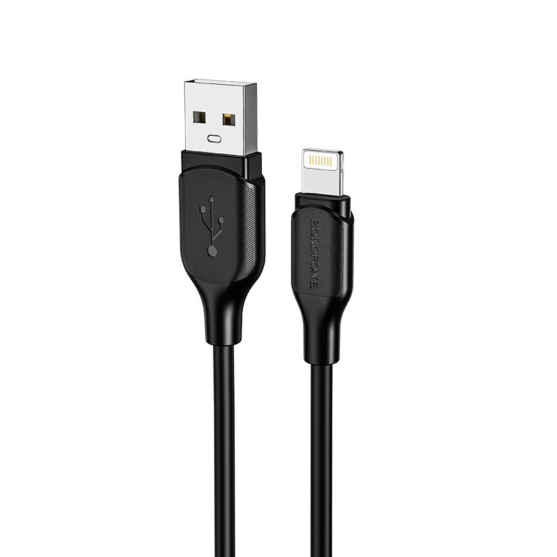 Кабель BOROFONE BX42 USB to iP 2.4A, 1m, silicone, TPE connectors, Black Київ - фото 1