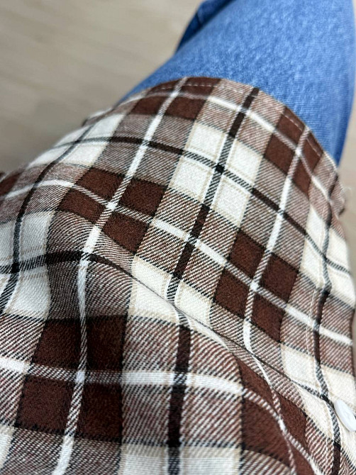 Рубашка женская Baoyu 225-1 в клетку оверсайз фланель, светло-коричневый, one size Киев - изображение 4