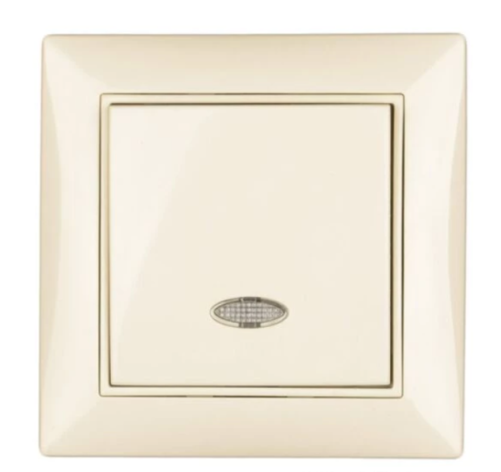 Выключатель одноклавишный с подсветкой Anestech (кремовый) Винница