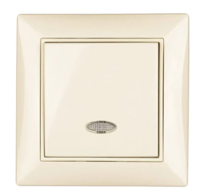 Выключатель одноклавишный с подсветкой Anestech (кремовый) Винница - изображение 1