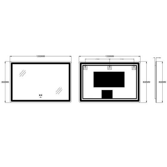 Дзеркало Zerix Mirra MR05-120x80 з LED Touch, Anti-fog, димером, регулятором яскравості (ZX6061) ( 16121 ) Харьков