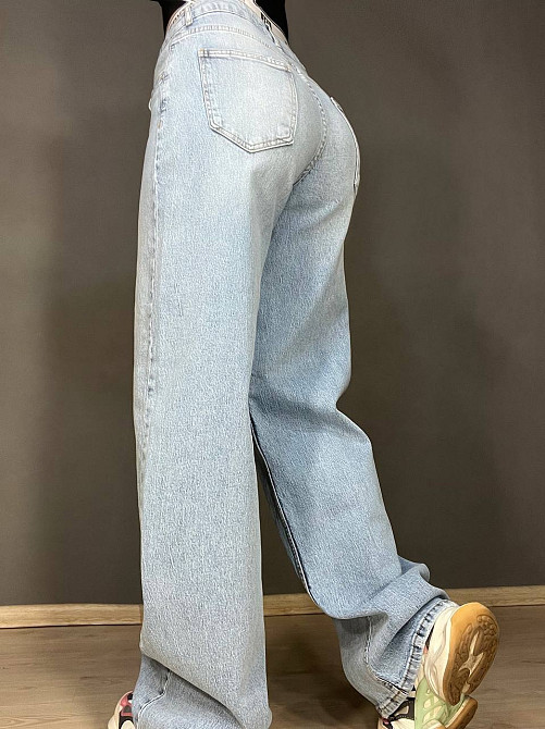 Джинсы женские I8 51896 BAGGY jeans резинка надпись широкие от бедра палаццо, голубой, 25, 25, 66 см Одесса - изображение 8