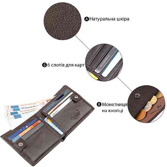 Кошелек мужской флотар кожаный TAILIAN 18999 Темно-коричневый Киев