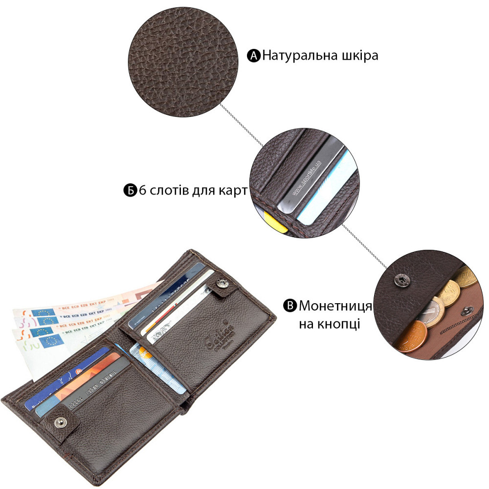Кошелек мужской флотар кожаный TAILIAN 18999 Темно-коричневый Киев - изображение 5