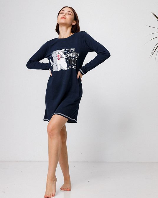 Туніка з довгим рукавом Nicoletta 83611 L, Синій Київ - фото 1