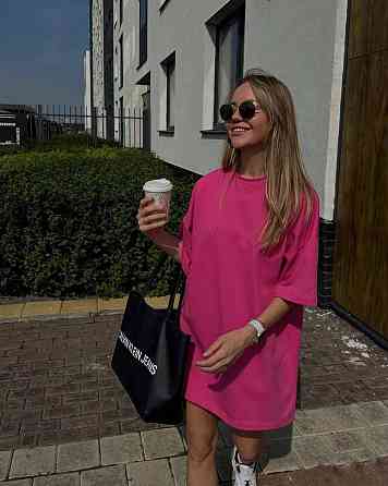 Жіноча стильна повсякденна сукня-футболка турецька двонитка Малина Одеса