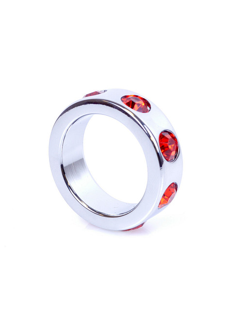 Ерекційне кільце металеве Metal Cock Ring with Red Diamonds Small Sex Aura Київ - фото 1