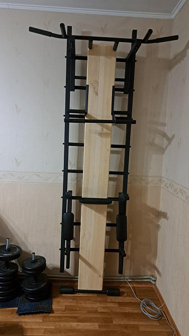 Профилактор доска для спины позвоночника тренажер шведская стенка черная оздоровительная ЛФК турник брусья Каменское - изображение 3