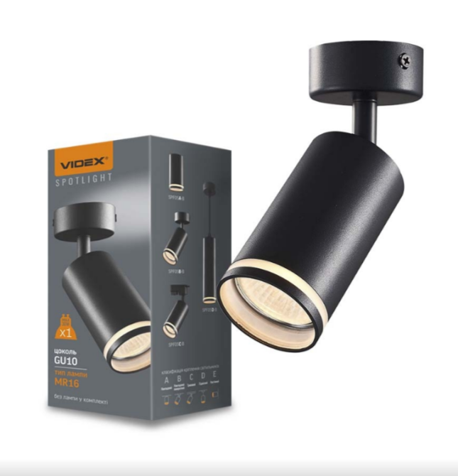 LED Світильник накладний під лампу GU10 поворотній чорний VL-SPF05B-B Videx Житомир - изображение 2