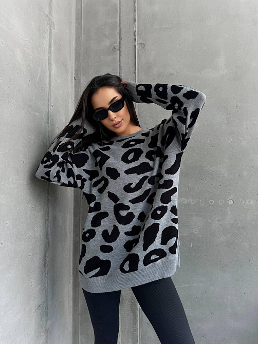 Жіночий принтований затишний оверсайз светр в'язка Одеса - фото 1