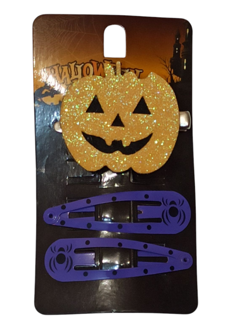 Набор 1 заколка Тыква и 2 заколки с принтом паук Хэллоуин фиолетовый Киев - изображение 5