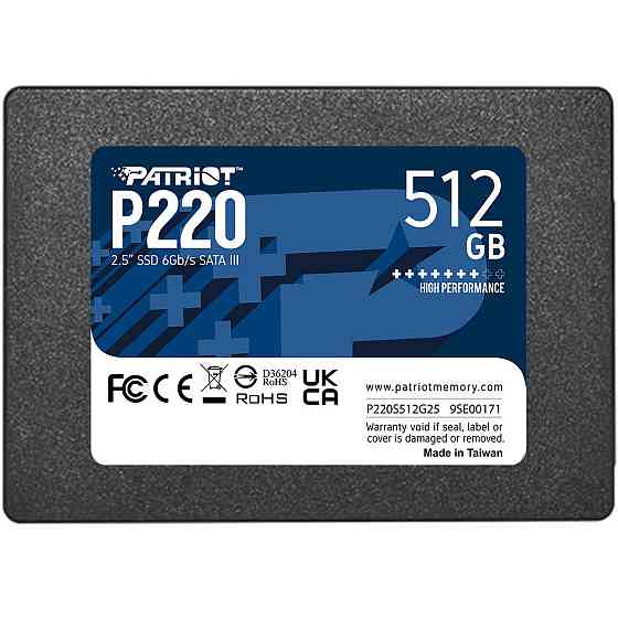 Накопичувач SSD 512GB Patriot P220 2.5" SATAIII TLC (P220S512G25) 2.5" Харків