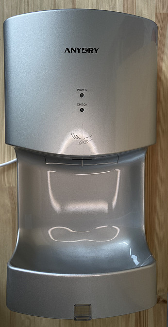 Сушарка для рук anydry 2630TS автоматична електрична настінна 1400-1650W сіра срібна потужна, електросушарка для туалету Київ - фото 8