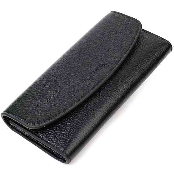 Классический женский кошелек с монетницей на молнии из натуральной кожи Черный (Tony Bellucci) Киев