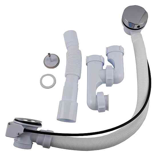 Сифон OPTIMUM для ванни з ревізією, напівавт (трос 580, ручка хром) та гофрою 40*40/50 OPTI 27433 Київ