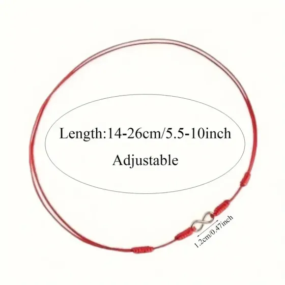 Красный браслет-оберег из шнура со знаком бесконечности, регулируемый Киев