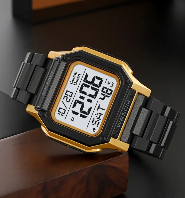 Часы мужские спортивные наручные Skmei 2264 Ч/б с золотистым корпусом Винница - изображение 6