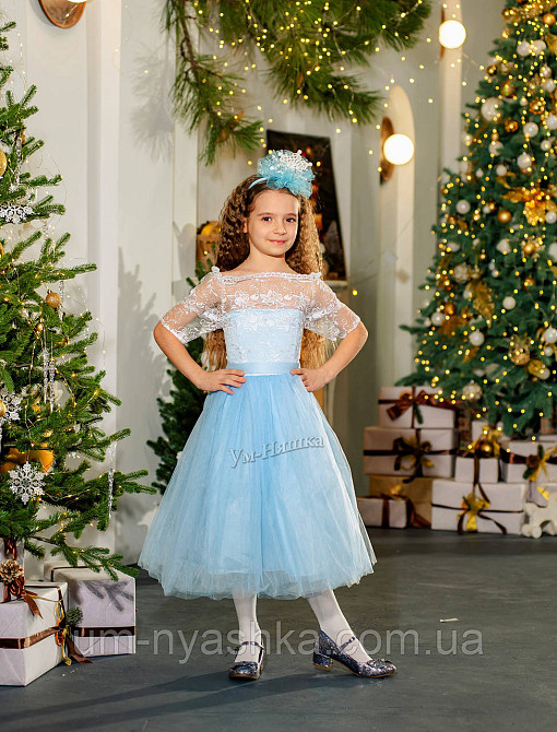 Детское нарядное голубое платье ажурное 110-122 Селеста Кривой Рог - изображение 4