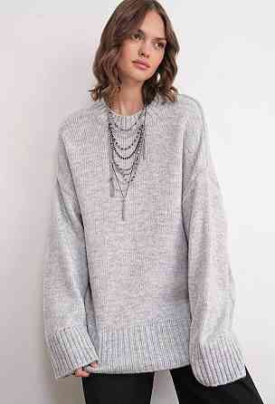 Женский базовый оверсайз свитер машинная вязка Серый Одесса