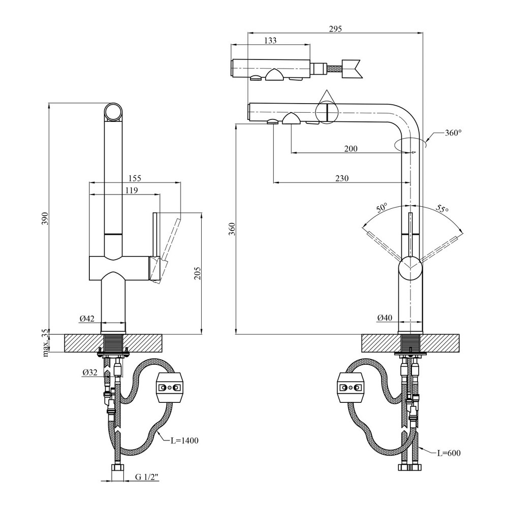 Змішувач для кухні Kroner KRP Kuche — C03839 Київ - фото 2