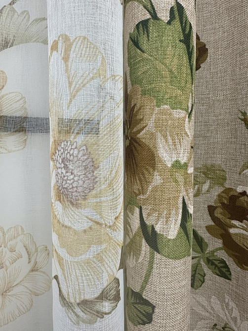 Комплект штор VR-Textil Лен Прованс 150х270 2шт и Тюль 600х270 2081ш-1865т Бежевый с коричневым и белым 71-209/5 Киев - изображение 7