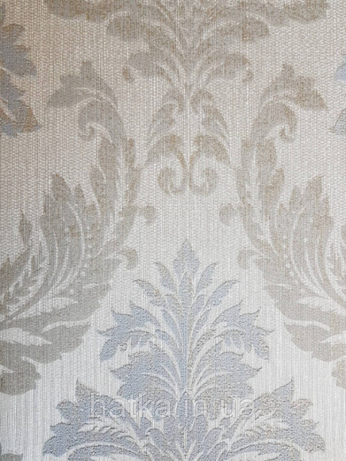 Текстильні шпалери на флізеліновій основі Da capo RaschTextil вензелі сірі завитки бежеві на пісочному Київ - фото 2