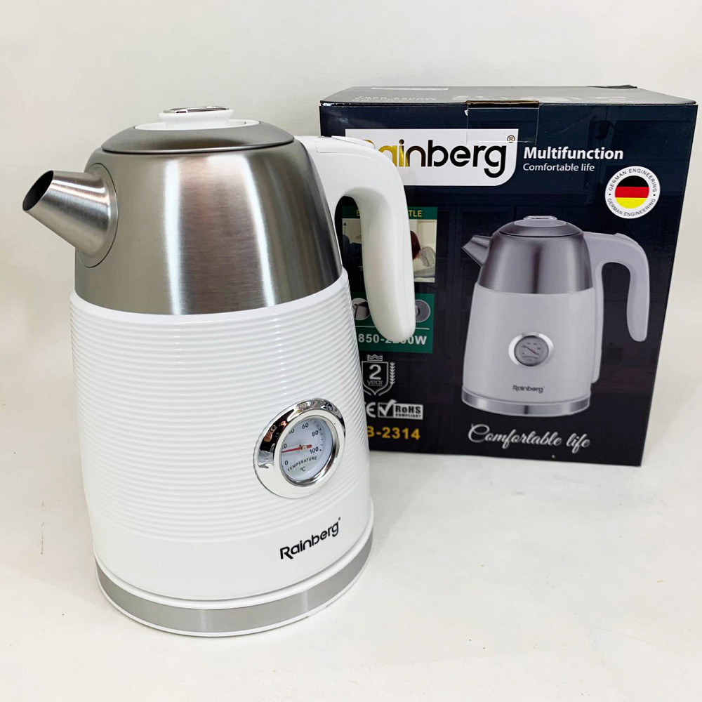 Чайник электрический с датчиком температуры Rainberg RB-2314 2200Вт 1.7л White LU-65 Львов - изображение 15