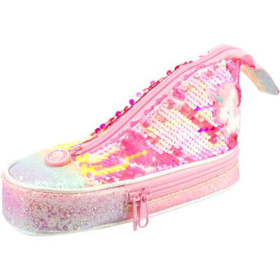 Пенал Cool For School у формі кеда з паєтками 2 відділення Жовтий (5987-yellow) Вінниця - фото 1