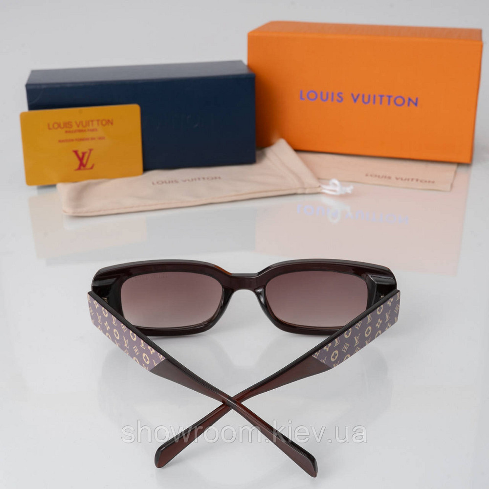 Брендові жіночі сонцезахисні окуляри LV (37502) коричневі Київ - фото 2