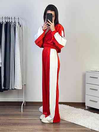 Жіночий прогулянковий костюм-двійка: кофта та штани велюр Червоний, 46/48 Одеса