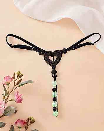 Трусики з намистинками фосфорні жіночі oversize чорний Київ