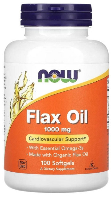 Льняна олія NOW Foods  Flax Oil 1000 мг 100 гел капс Київ - фото 1